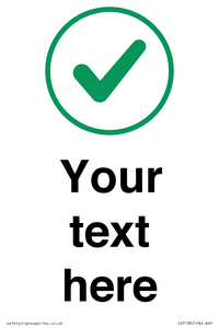 Custom plain background, green tick in circle sign